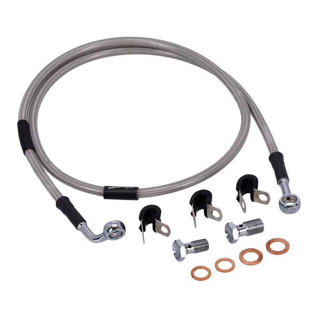 MCS by Goodridge brake line front, stainless clear coated — 01-05 FXDL Dyna Low Rider (NU)