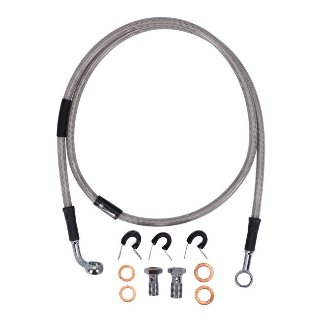 MCS by Goodridge brake line front, stainless clear coated — 01-05 FXDL Dyna Low Rider (NU)