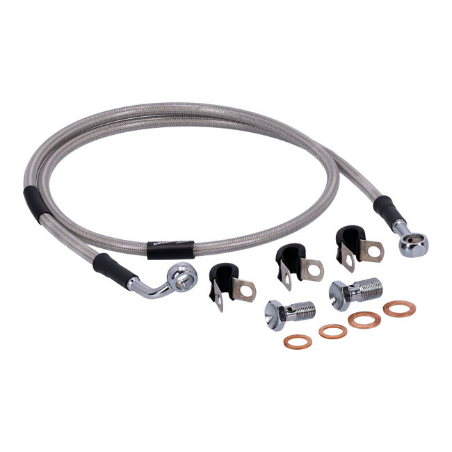 MCS by Goodridge brake line front, stainless clear coated — 01-05 FXDL Dyna Low Rider (NU)