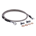 MCS by Goodridge brake line front, stainless clear coated — 87-91 XL883 Deluxe; 96-03 XL883 Custom; 87-03 XL883 STD Standard; 96-03 XL1200 Custom (NU)