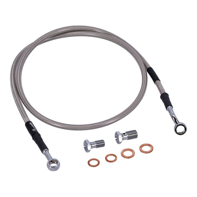 MCS by Goodridge brake line front, stainless clear coated — 92-03 XLH883 Deluxe; 88-03 XL1200 (NU)