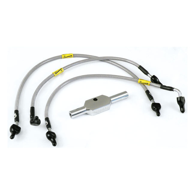 MCS by Goodridge brake line rear, stainless clear coated — 97-07 FLT/Touring (NU)