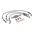 MCS by Goodridge brake line front, stainless clear coated — FLT/Touring: 08-13 FLHR/I; 08-13 FLHRC; 08-13 FLHRS/I; 08-13 FLHT/C/CU; 08-13 FLHX; 08-13 FLTR/I (NU)