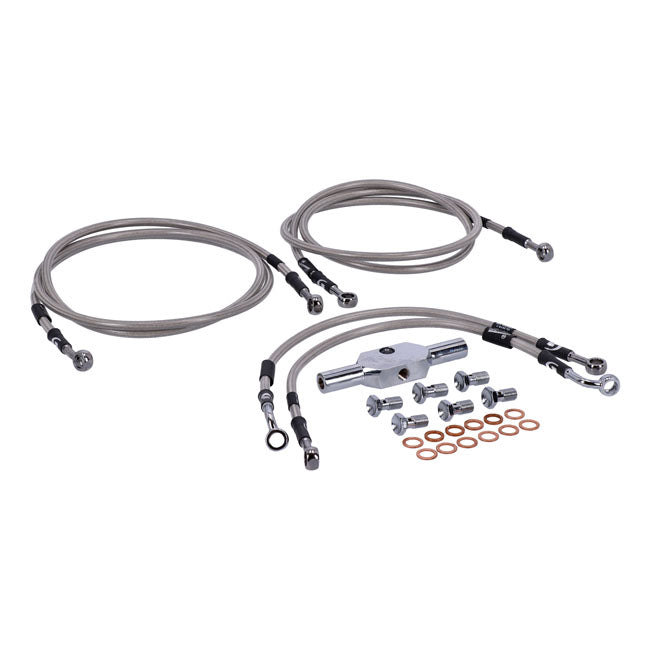 MCS by Goodridge brake line front, stainless clear coated — 08-13 FLHR/C Road King (ABS)