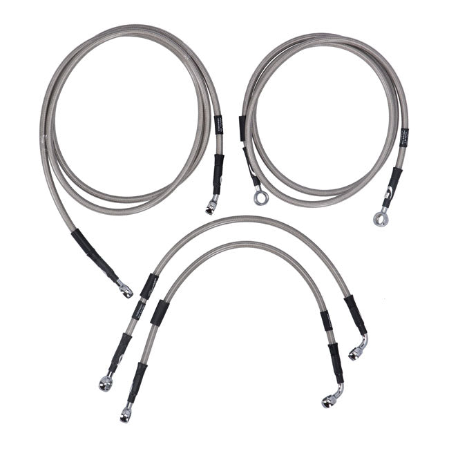 MCS by Goodridge brake line front, stainless clear coated — 08-13 FLTR Road Glide ABS (NU)