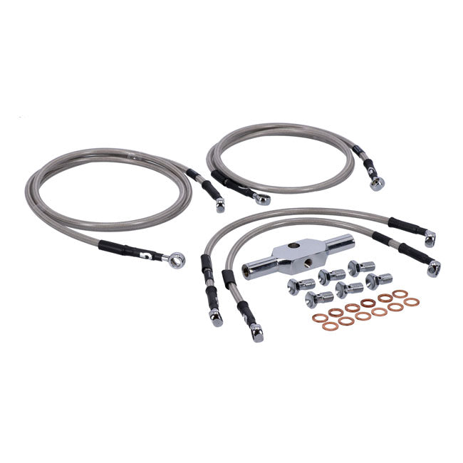 MCS by Goodridge brake line front, stainless clear coated — 08-13 FLTR Road Glide ABS (NU)