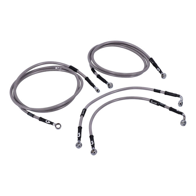 MCS by Goodridge brake line front, stainless clear coated — 09-13 FLT/Touring (excl. FLTR with ABS) (NU)