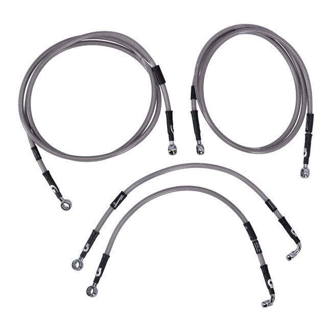 MCS by Goodridge brake line front, stainless clear coated — 09-13 FLT/Touring (excl. FLTR with ABS) (NU)