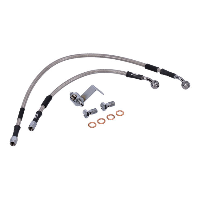 MCS by Goodridge brake line rear, stainless clear coated — 92-96 FLT/Touring (NU)