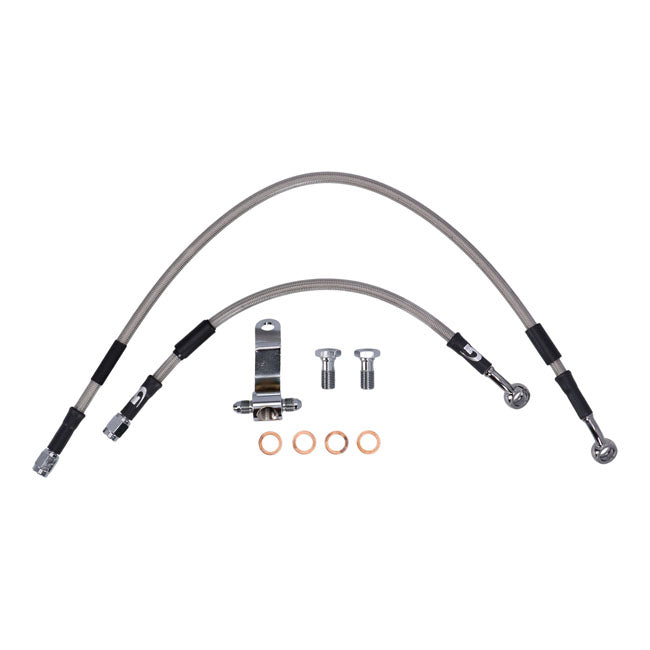 MCS by Goodridge brake line rear, stainless clear coated — 92-96 FLT/Touring (NU)