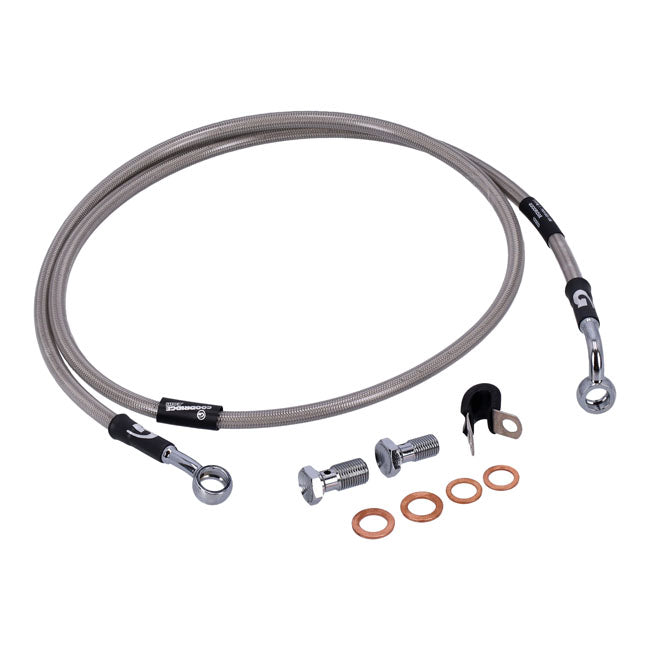 MCS by Goodridge brake line front, stainless clear coated — 08-11 FLSTSB Cross Bones (NU)