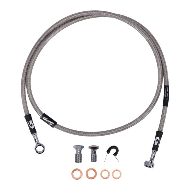 MCS by Goodridge brake line front, stainless clear coated — 08-11 FLSTSB Cross Bones (NU)