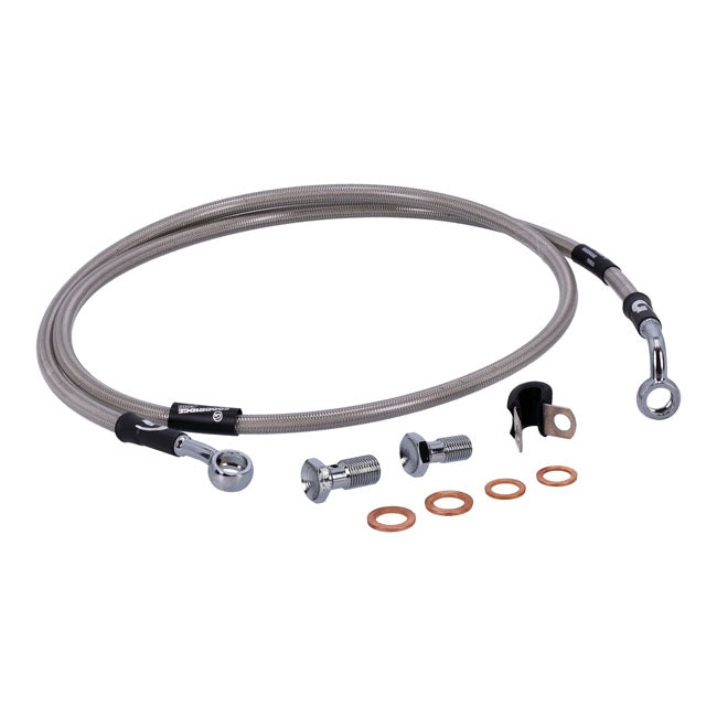 MCS by Goodridge brake line front, stainless clear coated — 08-11 FLSTSB Cross Bones (NU)