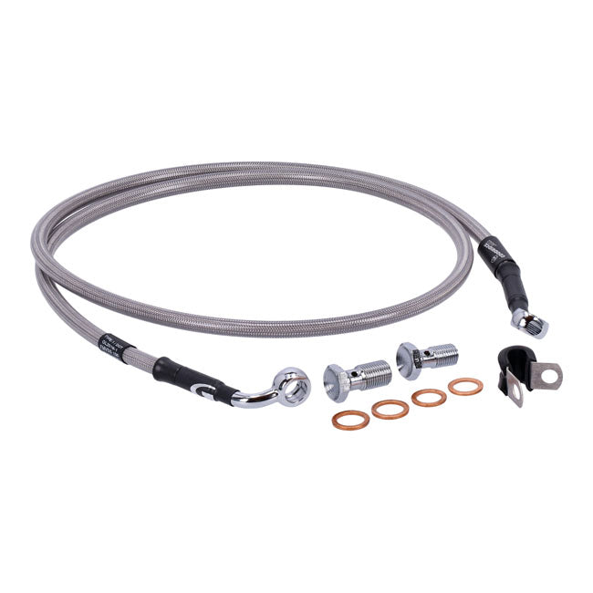 MCS by Goodridge brake line front, stainless clear coated — 09-13 FLSTC (NU)