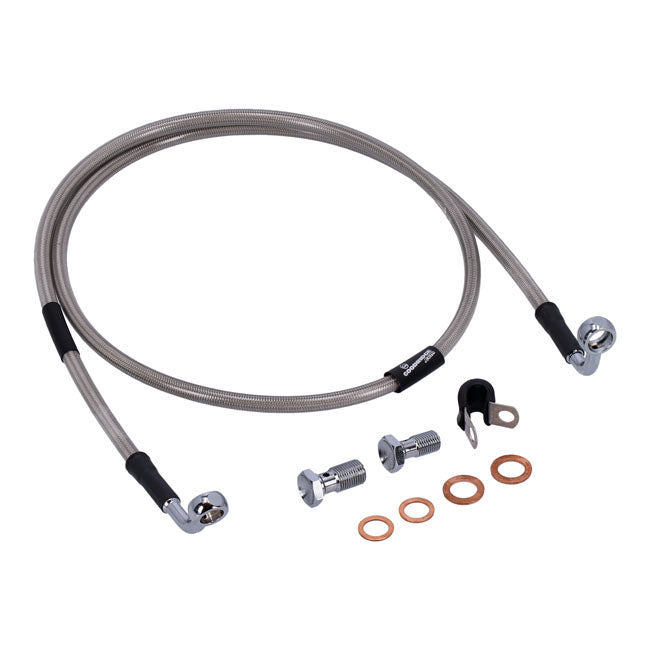 MCS by Goodridge brake line front, stainless clear coated — 05-07 Softail FLSTC Heritage Classic (NU)