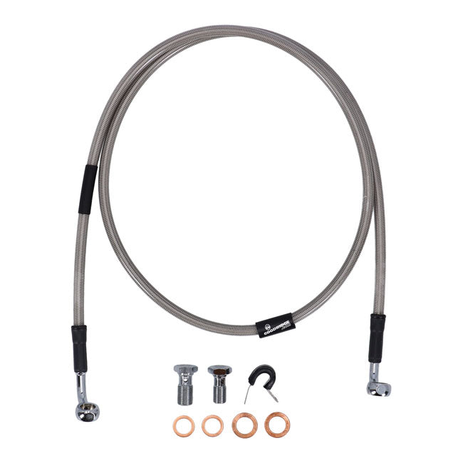 MCS by Goodridge brake line front, stainless clear coated — 05-07 Softail FLSTC Heritage Classic (NU)