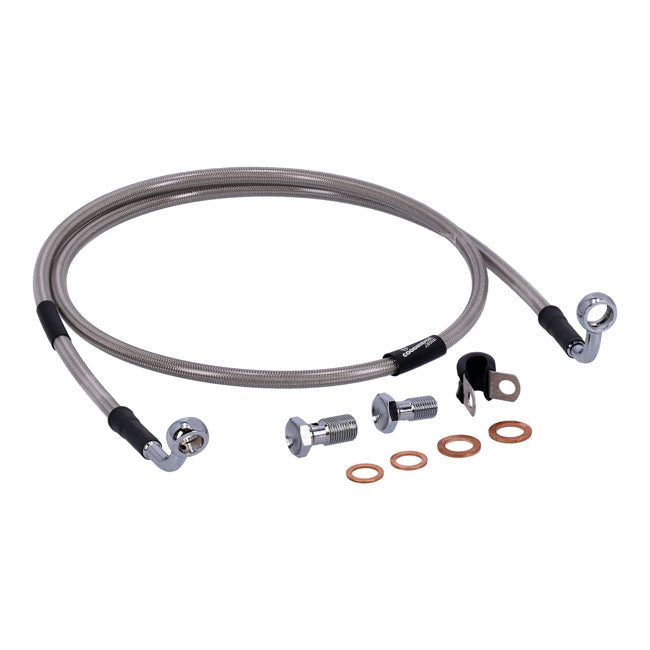MCS by Goodridge brake line front, stainless clear coated — 05-07 Softail FLSTC Heritage Classic (NU)