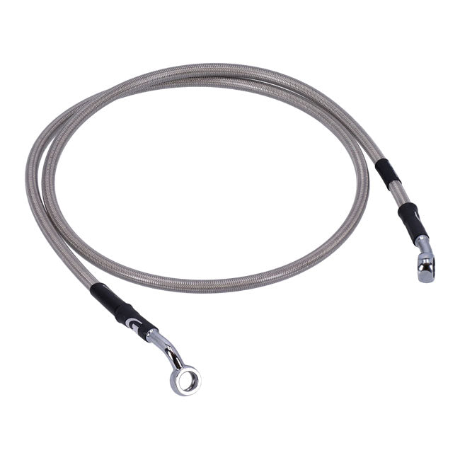 MCS by Goodridge brake line front, stainless clear coated — 05-13 Softail FLSTN Deluxe; 13-15 Softail FLS Slim