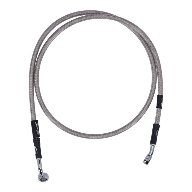 MCS by Goodridge brake line front, stainless clear coated — 05-13 Softail FLSTN Deluxe; 13-15 Softail FLS Slim