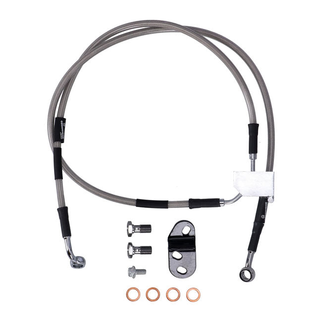 MCS by Goodridge brake line rear, stainless clear coated — 00-06 Heritage Softail; 00-05 FXST; 00-06 FXSTD (NU)