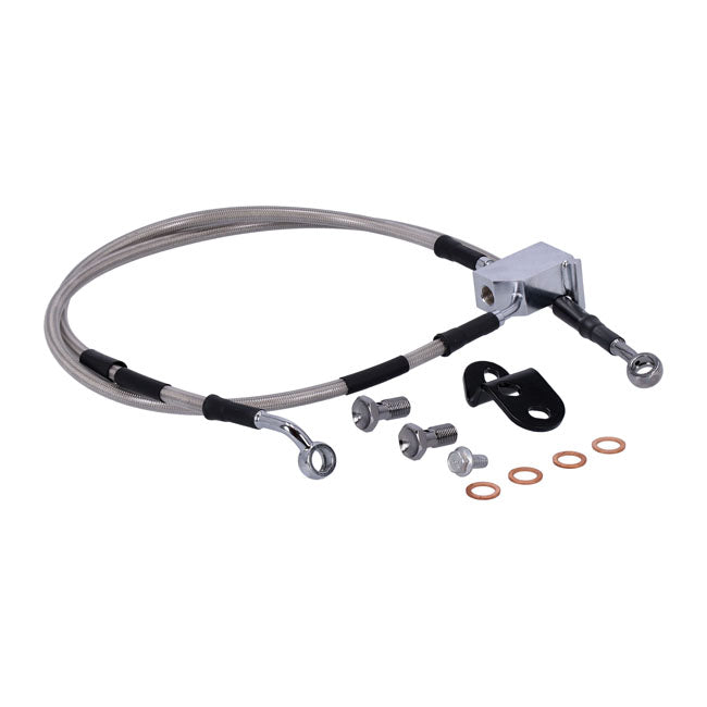 MCS by Goodridge brake line rear, stainless clear coated — 00-06 Heritage Softail; 00-05 FXST; 00-06 FXSTD (NU)
