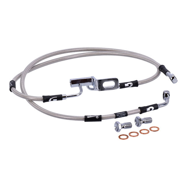MCS by Goodridge brake line rear, stainless clear coated — 2007 FLST/C/SC HERITAGE SOFTAIL; 2007 FXSTD