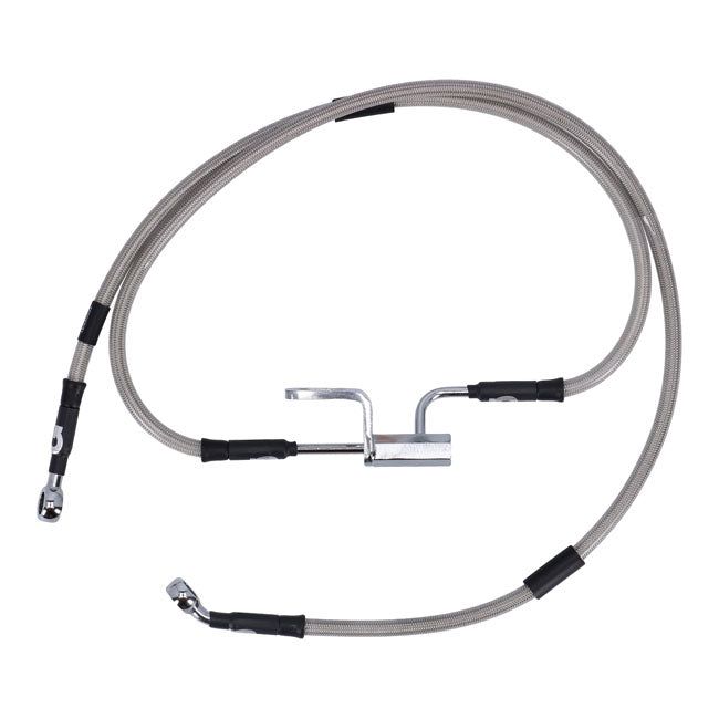 MCS by Goodridge brake line rear, stainless clear coated — 2007 FLSTF Softail Fat Boy; FXST Softail Standard; FXSTB Softail Night Train; FXSTC Softail Custom (NU)