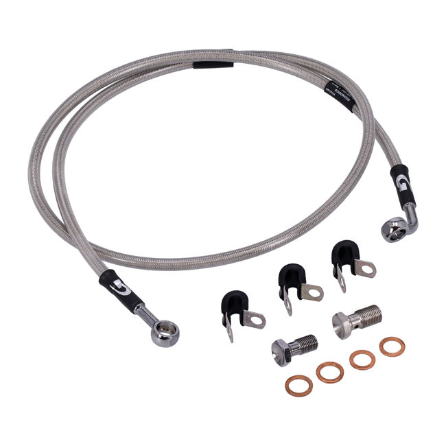 MCS by Goodridge brake line front, stainless clear coated — 06-07 Dyna FXD35 35th anniversary  (NU)