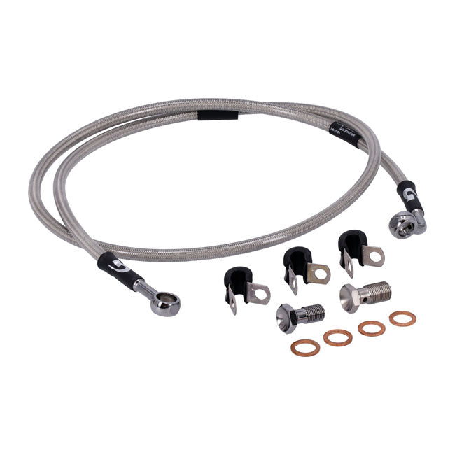 MCS by Goodridge brake line front, stainless clear coated — 06-07 Dyna FXD35 35th anniversary  (NU)