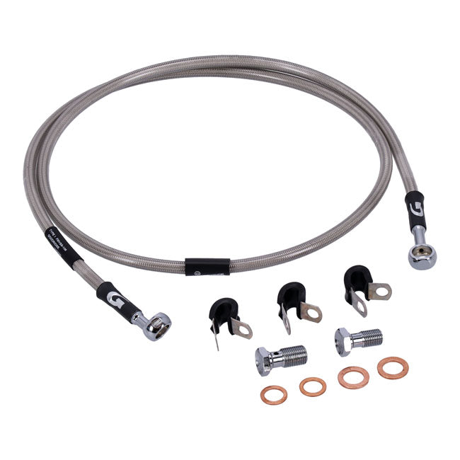 MCS by Goodridge brake line front, stainless clear coated — 06-13 FXDBI Dyna Street Bob (NU)