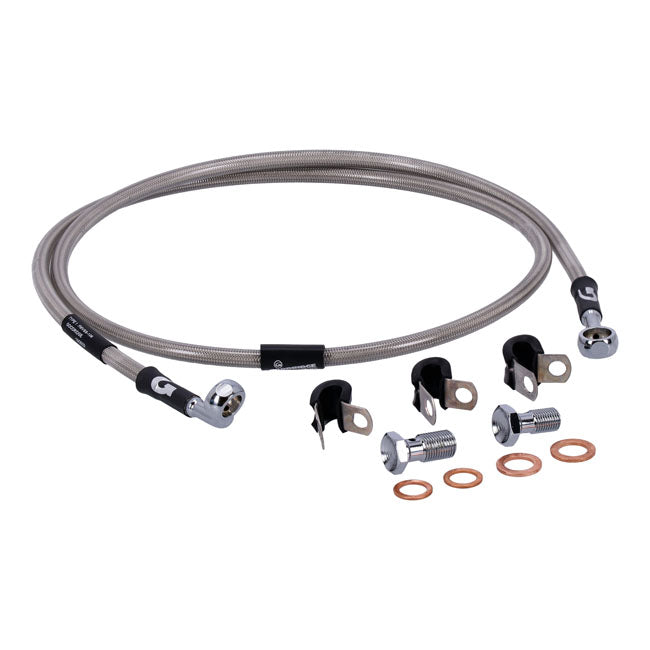 MCS by Goodridge brake line front, stainless clear coated — 06-13 FXDBI Dyna Street Bob (NU)