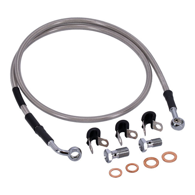 MCS by Goodridge brake line front, stainless clear coated — 06-13 FXDLI Dyna Low Rider (NU)