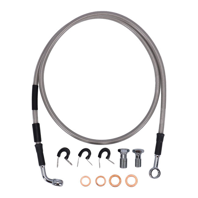 MCS by Goodridge brake line front, stainless clear coated — 06-13 FXDLI Dyna Low Rider (NU)