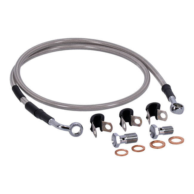 MCS by Goodridge brake line front, stainless clear coated — 06-13 FXDLI Dyna Low Rider (NU)