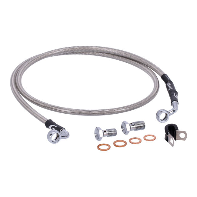 MCS by Goodridge brake line front, stainless clear coated — 06-08 FXDWG Dyna Wide Glide (NU)