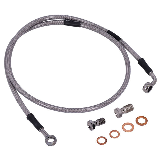 MCS by Goodridge brake line front, stainless clear coated — 95-97 Softail FXSTSB Bad Boy (NU)