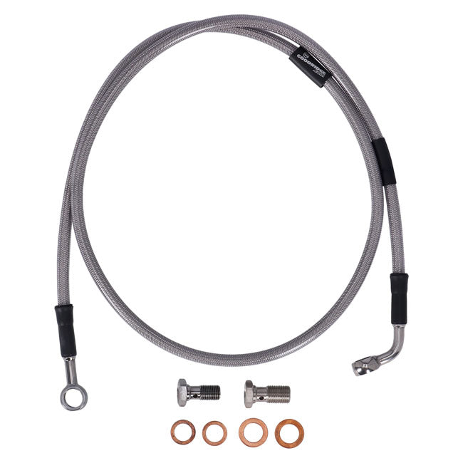 MCS by Goodridge brake line front, stainless clear coated — 95-97 Softail FXSTSB Bad Boy (NU)