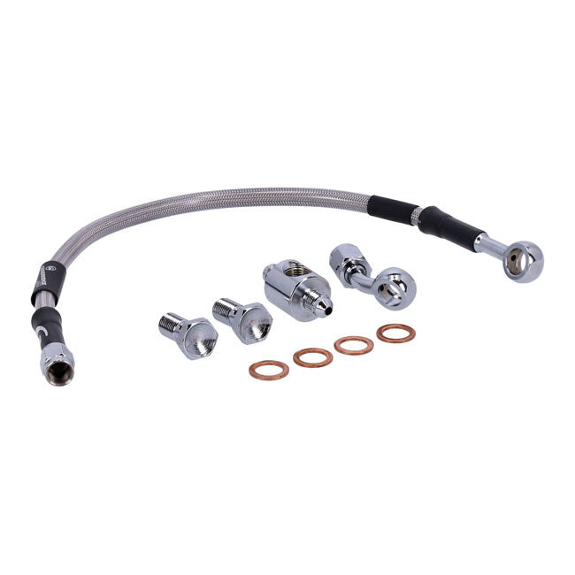 MCS by Goodridge brake line rear, stainless clear coated — 00-07 Dyna (NU)