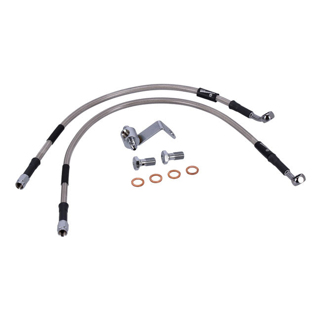 MCS by Goodridge brake line rear, stainless clear coated — 84-90 FXST; 1999 FXST; 87-99 FXSTC; 87-99 FXSTS