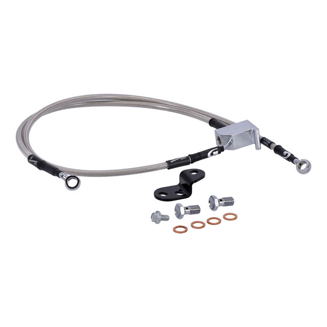 MCS by Goodridge brake line rear, stainless clear coated — 2006 FXST; FXSTB; FXSTS (NU)