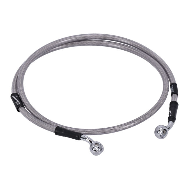 MCS by Goodridge brake line front, stainless clear coated — 2007 XL50 Sportster 50th anniversary; 04-13 XL883 Sportster Custom; 08-13 XL1200N Sportster Iron 883 (NU)