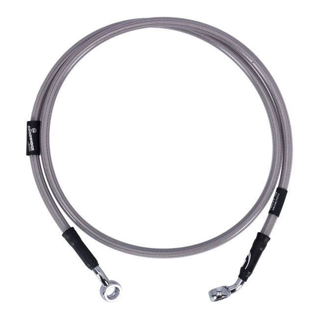 MCS by Goodridge brake line front, stainless clear coated — 2007 XL50 Sportster 50th anniversary; 04-13 XL883 Sportster Custom; 08-13 XL1200N Sportster Iron 883 (NU)