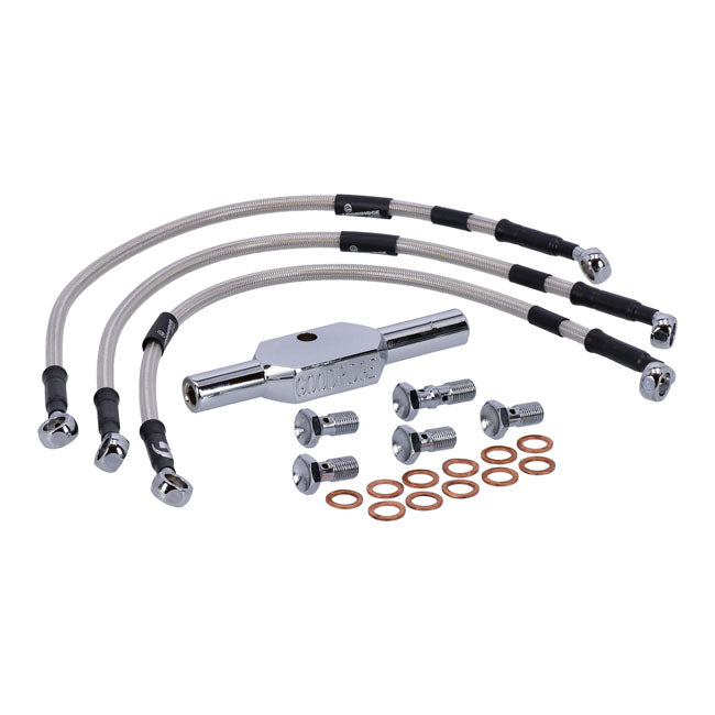 MCS by Goodridge brake line front, stainless clear coated — 96-03 XL1200S Sportster Sport (NU)