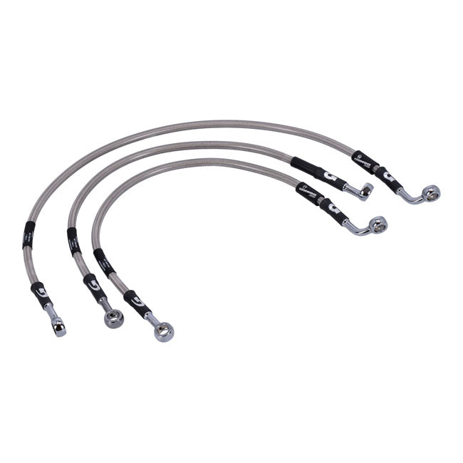 MCS by Goodridge brake line front, stainless clear coated — 01-05 VRSCA V-Rod (NU)