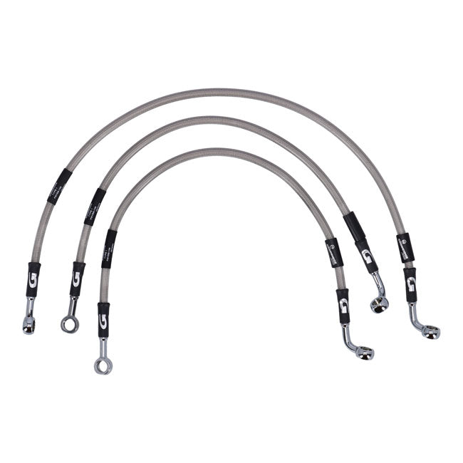 MCS by Goodridge brake line front, stainless clear coated — 01-05 VRSCA V-Rod (NU)