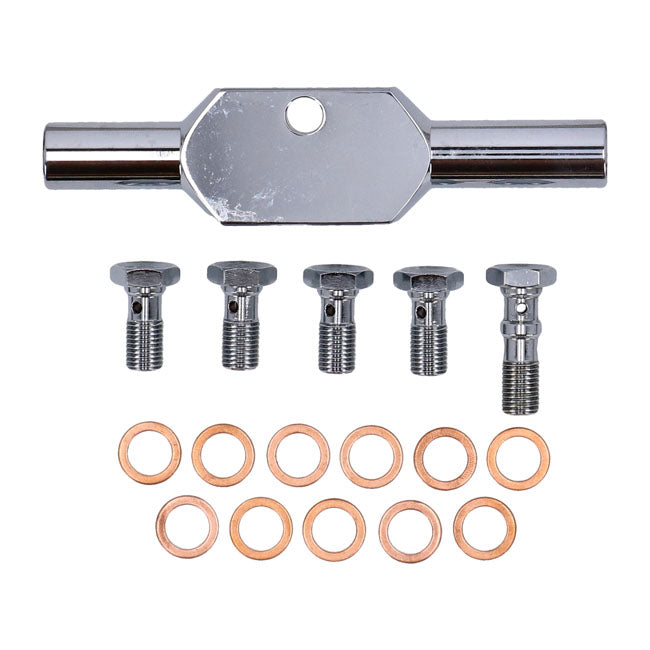 MCS by Goodridge brake line front, stainless clear coated — 01-05 VRSCA V-Rod (NU)