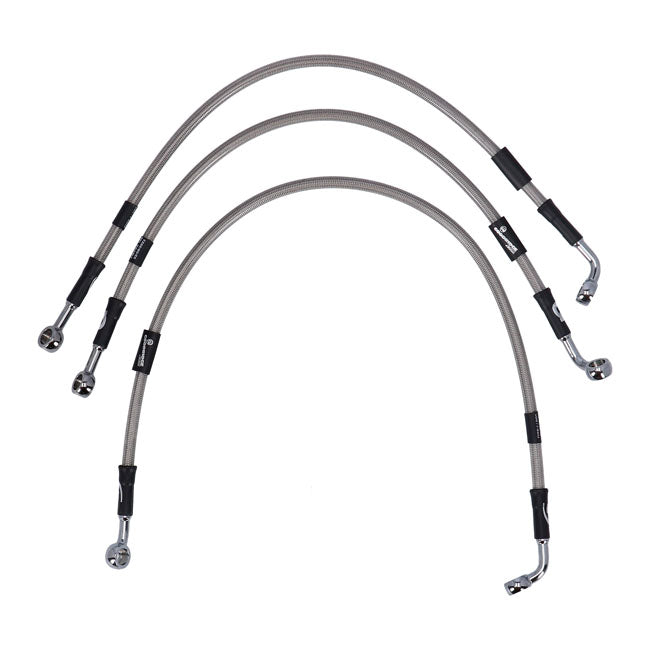 MCS by Goodridge brake line front, stainless clear coated — 06-07 VRSCA V-Rod; 08-09 VRSCAW V-Rod (NU)