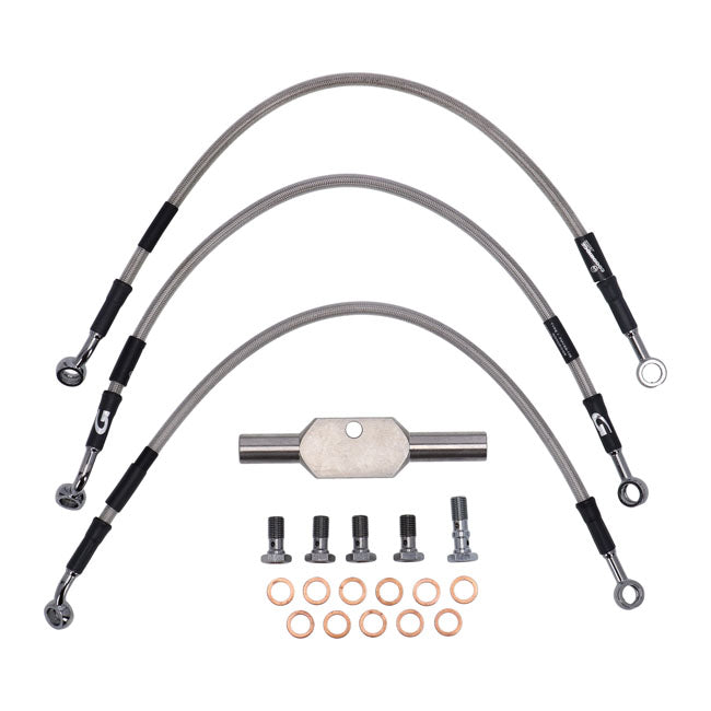 MCS by Goodridge brake line front, stainless clear coated — 04-05 VRSCA; VRSCB V-Rod (NU)