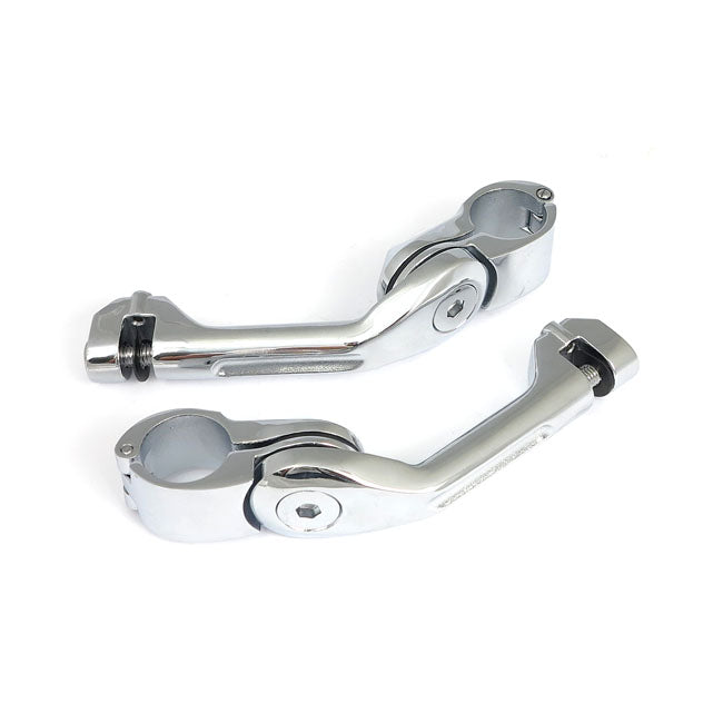 Engine guard, angled foot peg mount kit. long. Chrome