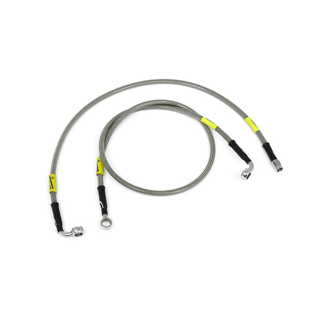 MCS by Goodridge brake line front, stainless clear coated — 11-13 Softail FXS Blackline (NU)
